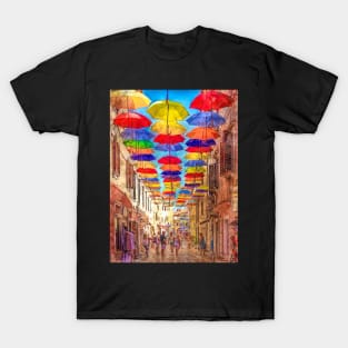 Umbrella canopy in Novigrad Croatia T-Shirt